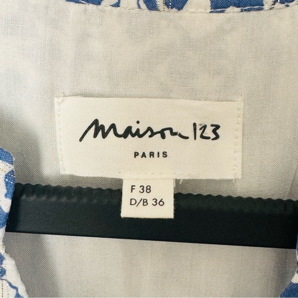 Maison 123 Calypso Blue / Silver Floral Shift Dress Size Medium / 6 - Picture 10 of 16